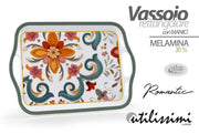1 Pezzo Vassoio da Cucina Portata in Melamina Romantic con Manici 35 x 25 cm