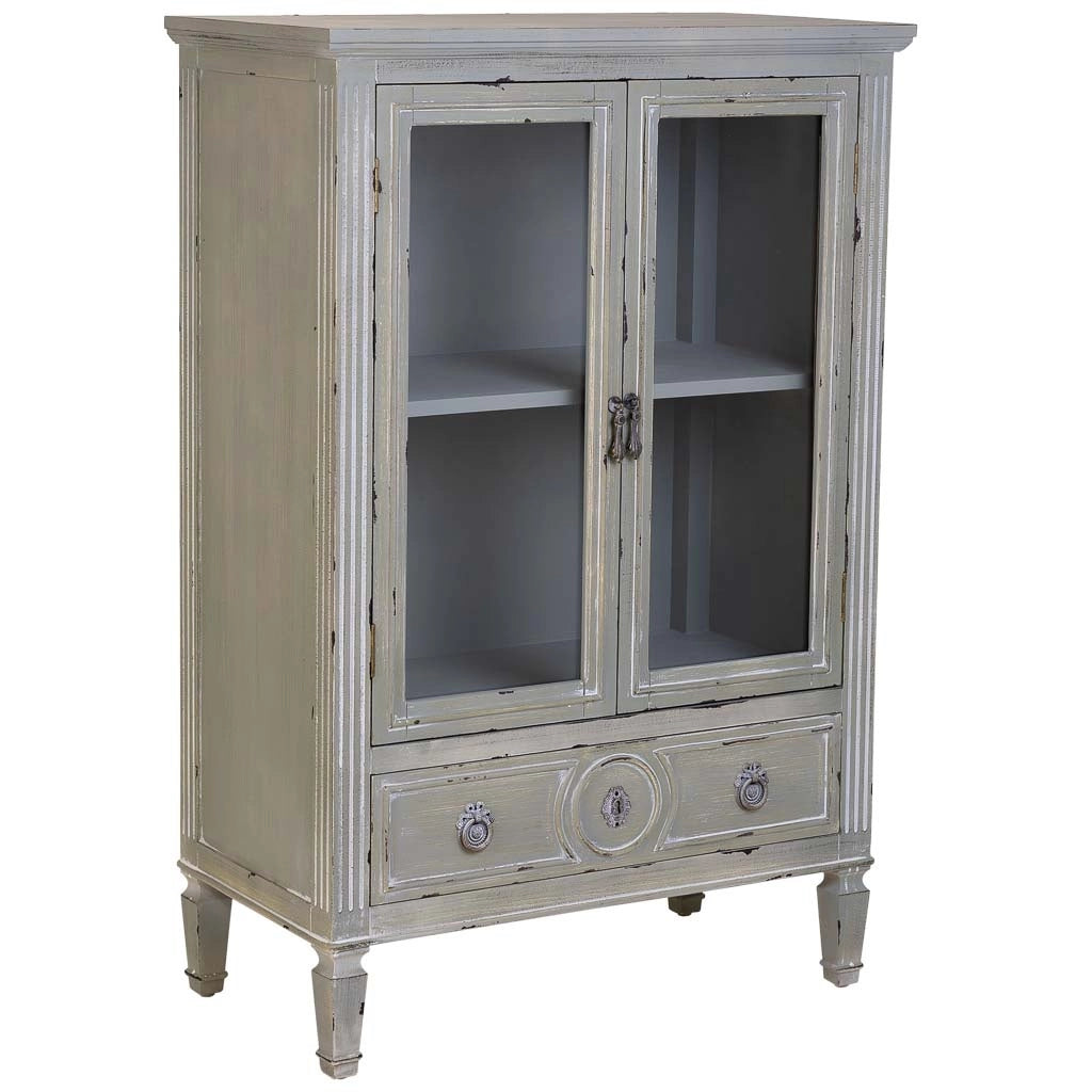 Vetrina in legno con un cassetto grigio 80x42x120h cm