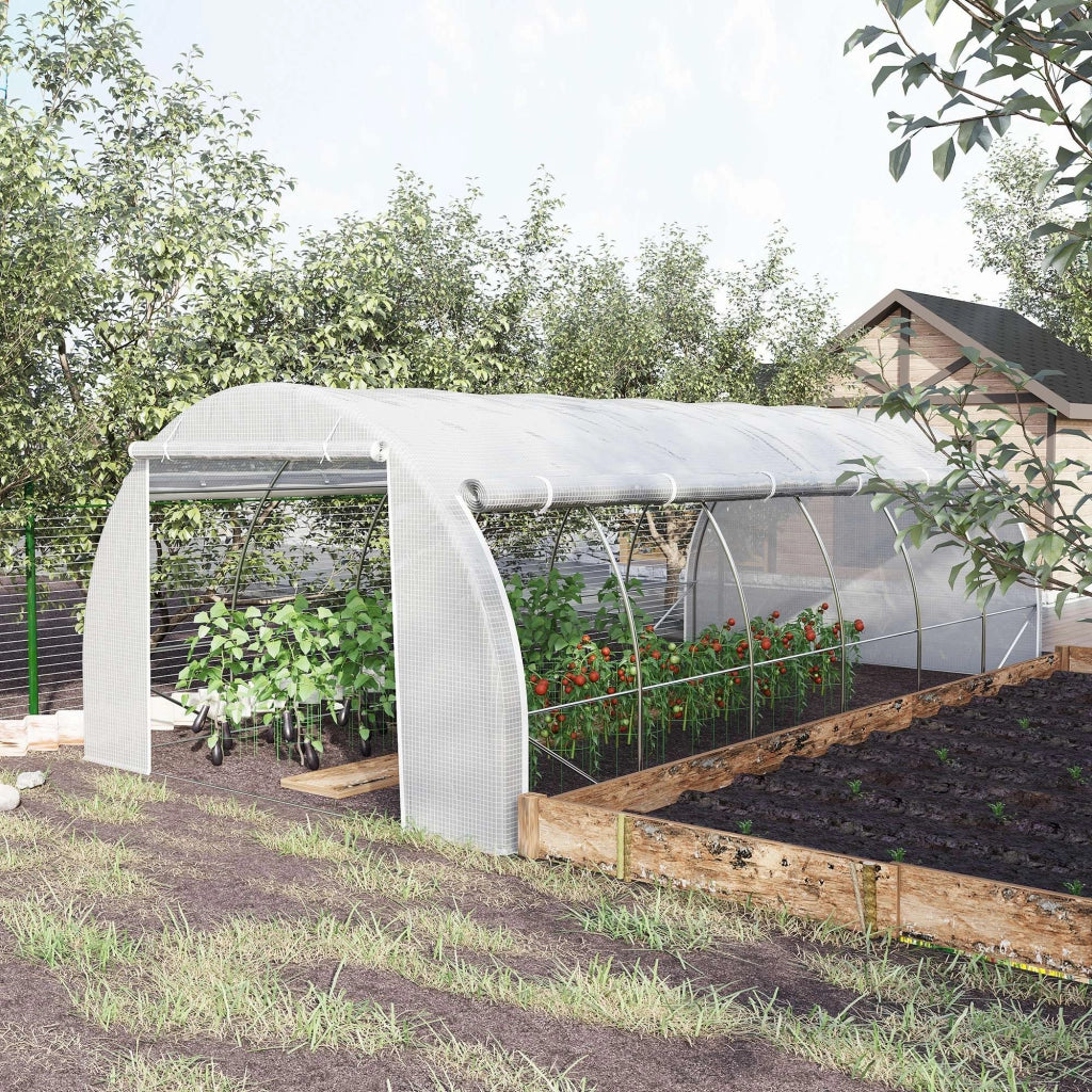 Serra da Giardino Tunnel 6x3x2 m ¨C zephmum ¨C Bianco con 12 Finestre a Rete