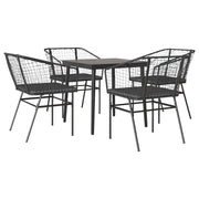Set da Pranzo da Giardino con Cuscini 5 pz | Set Salotto da Giardino Polyrattan Vetro