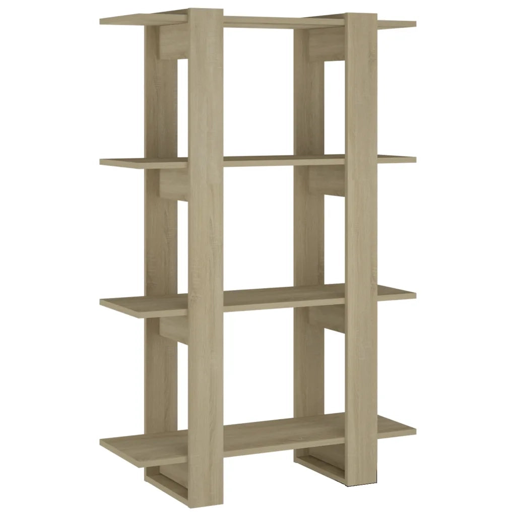 Libreria Divisorio-Scaffale per Libri-Mobile di Stoccaggio Rovere Sonoma 80x30x123,5 cm