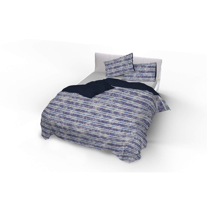 Copripiumino Singolo con Stampa sul Sacco e Federe Doubleface Jeans Stripes