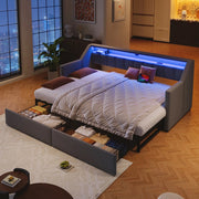 Letto Contenitore Estraibile con LED e Cassetti ¨C MINIMAL ¨C Grigio 90x200