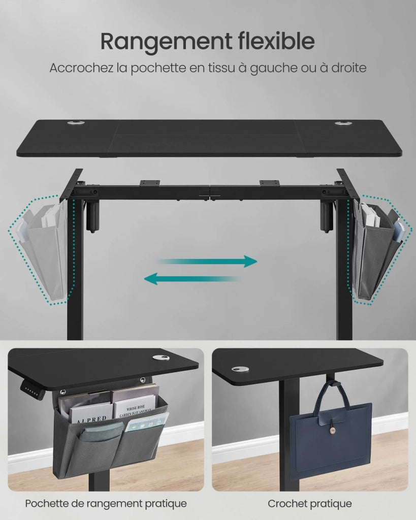 Scrivania elettrica regolabile in altezza 60 x 120 x (72-120) cm 4 altezze di memoria tasca portaoggetti nera 12_0004576