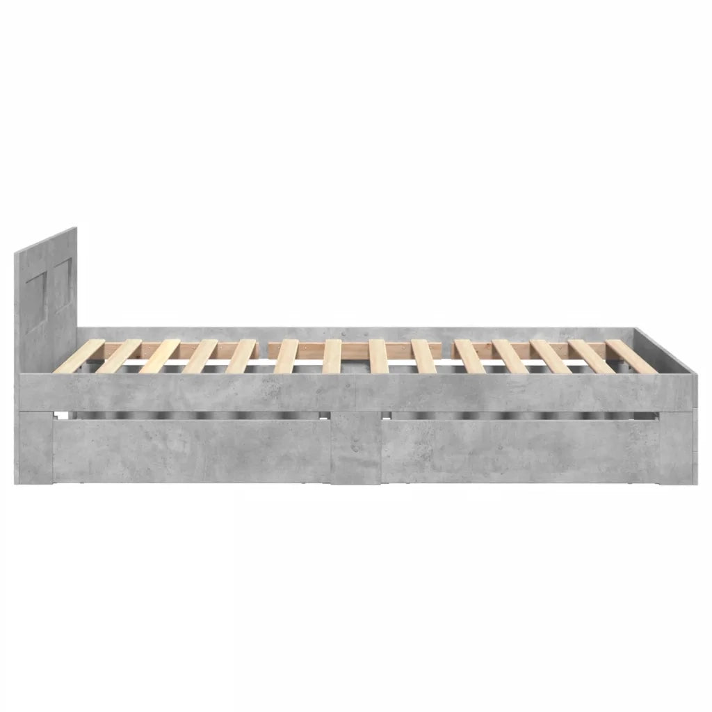 Letto singolo | Letto per adulti | Giroletto Testiera Grigio Cemento 90x200 cm Legno Multistrato