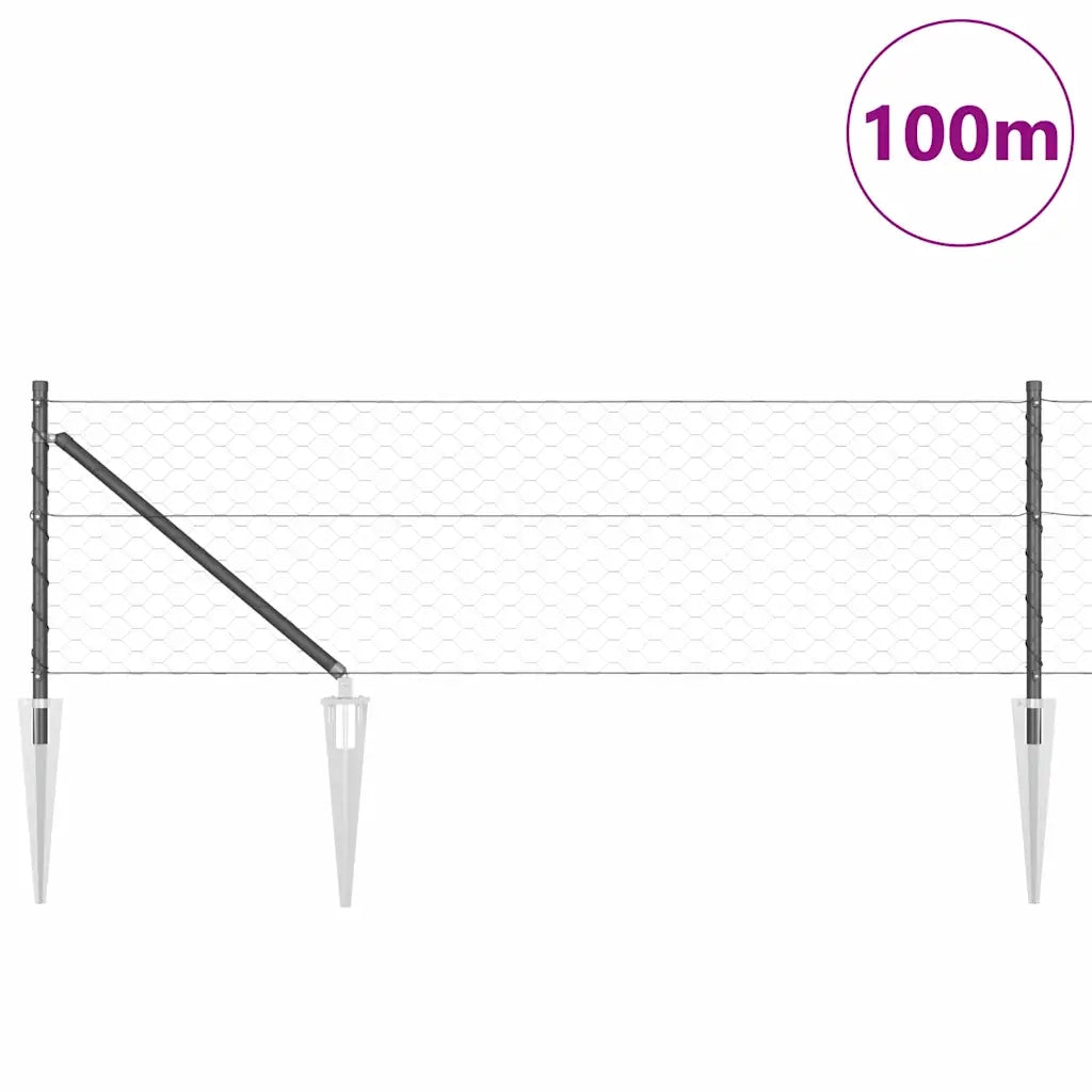 Palo della recinzione Grigio 100 x 0,6 m (rete da 50 mm)