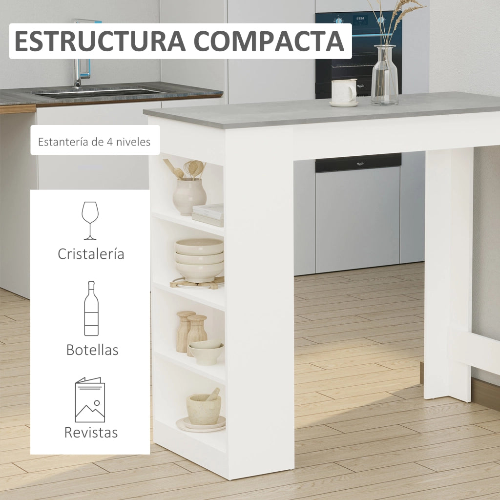 Tavolo da bar con scaffale ¨C Zephmum ¨C Bianco e grigio 115x50x102,7 cm