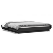 Letto matrimoniale | Letto per adulti | Giroletto con Luci LED Nero 150x200 cm in Legno Multistrato