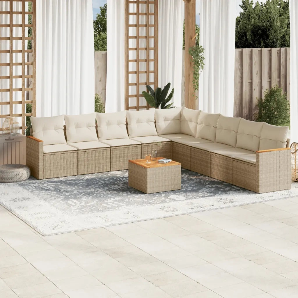 Set Divano da Giardino 10 pz con Cuscini Beige in Polyrattancod mxl 113065