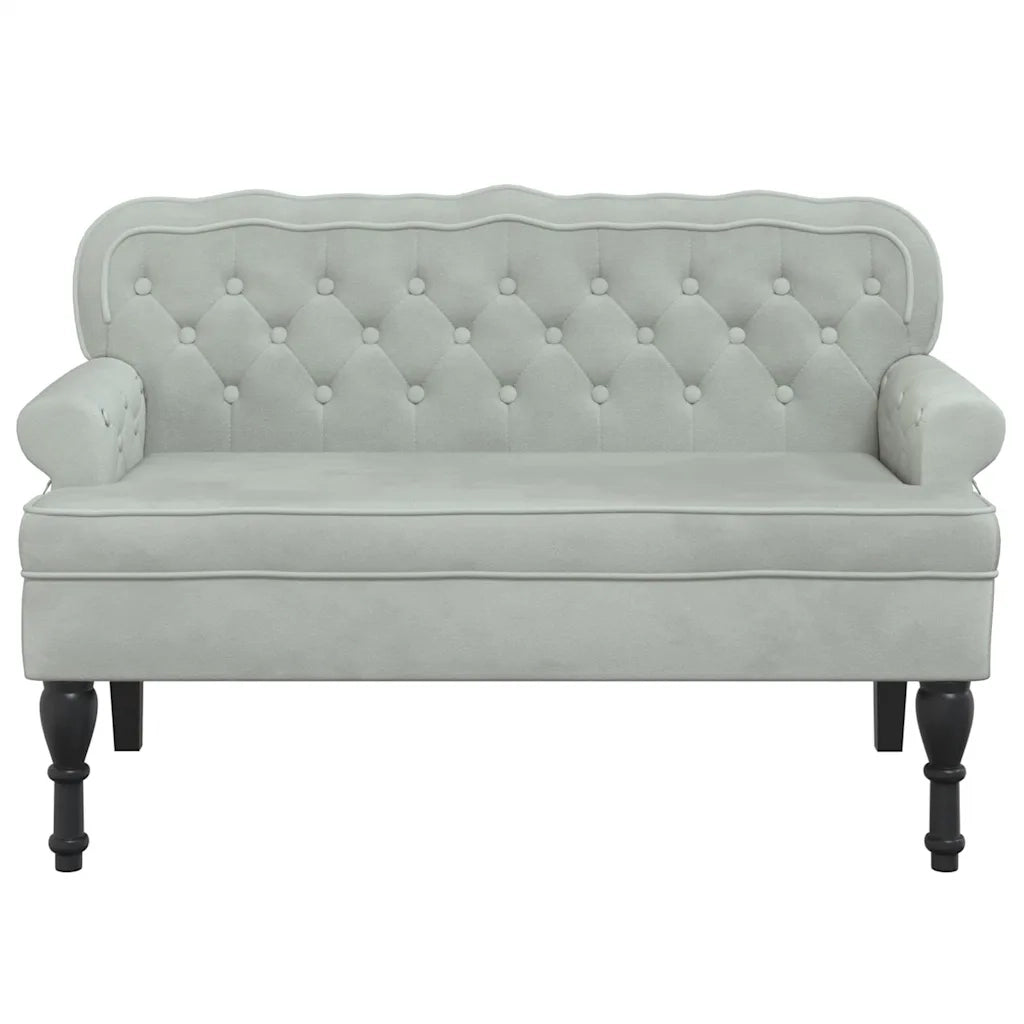 Panca con schienale grigio chiaro 119,5x64,5x75 cm in velluto CFW2609873
