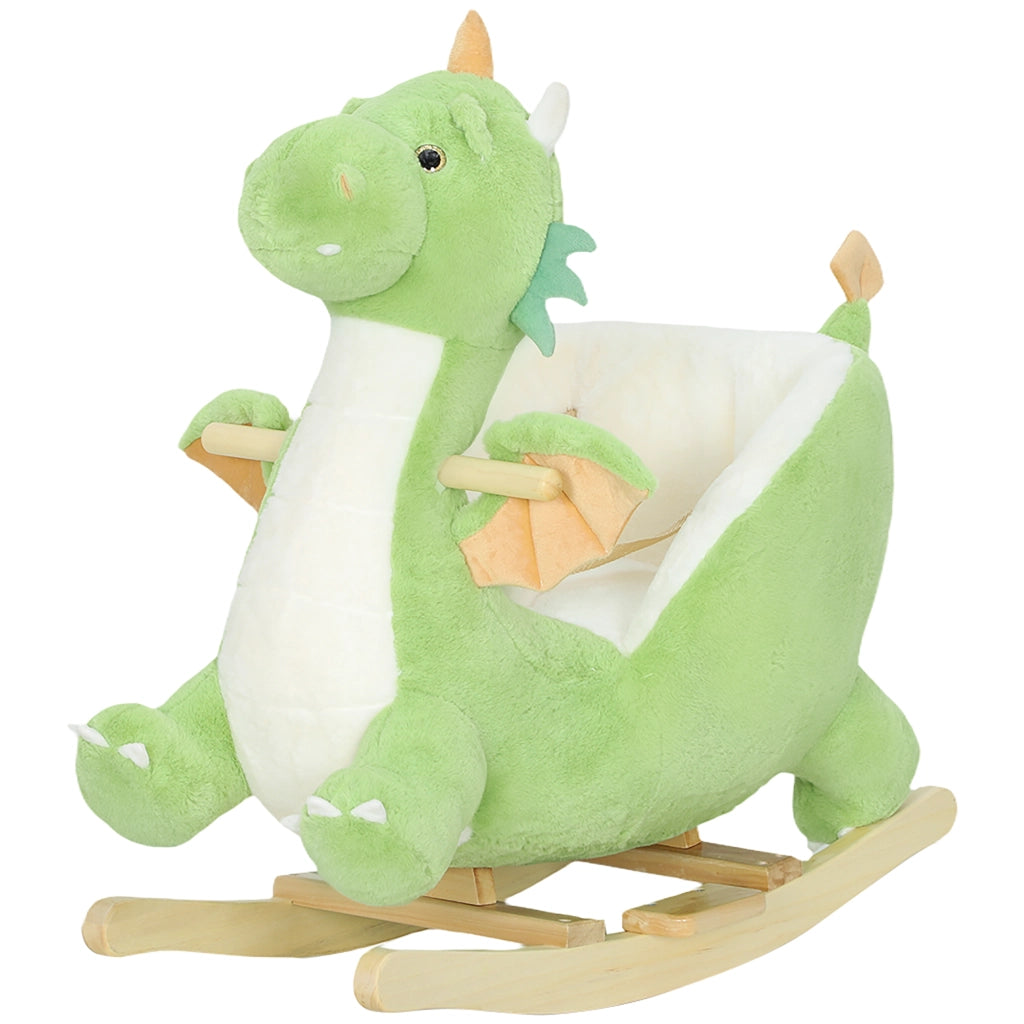Cavallo a Dondolo per Bambini ¨C Minimal ¨C Verde con Base in Legno e Suono