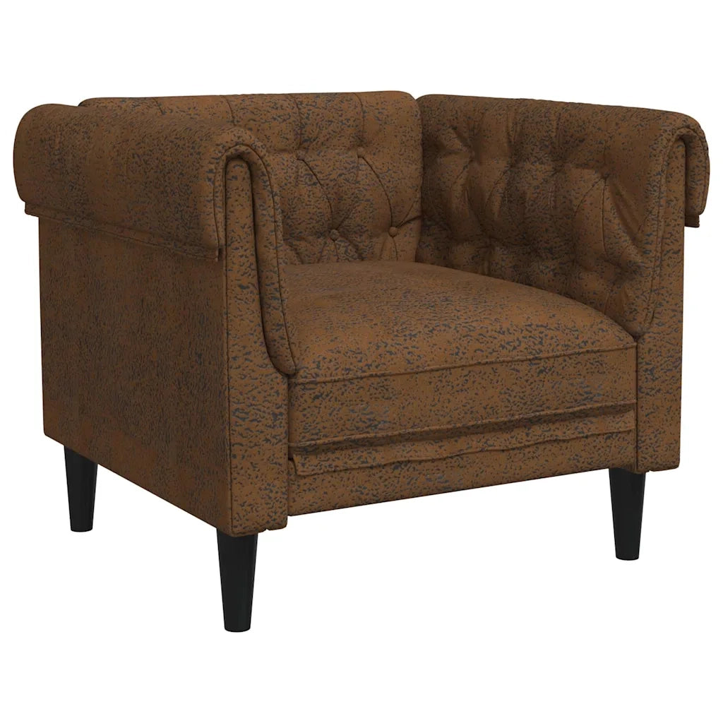 Divano Sedia-Poltrona Chesterfield Marrone in Tessuto