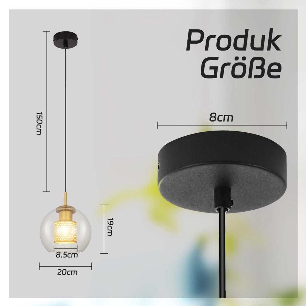 Lampada a sospensione ZMH per sala da pranzo 1 fiamma moderna 150 cm E27 lampada a sospensione in vetro corridoio