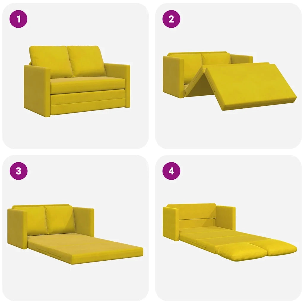 Divano Letto da Terra 2 in 1 Giallo Scuro 122x204x55 cm Velluto 353963