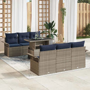 Set Divano da Giardino 7 pcs Grigio Rattan in Polipropilene