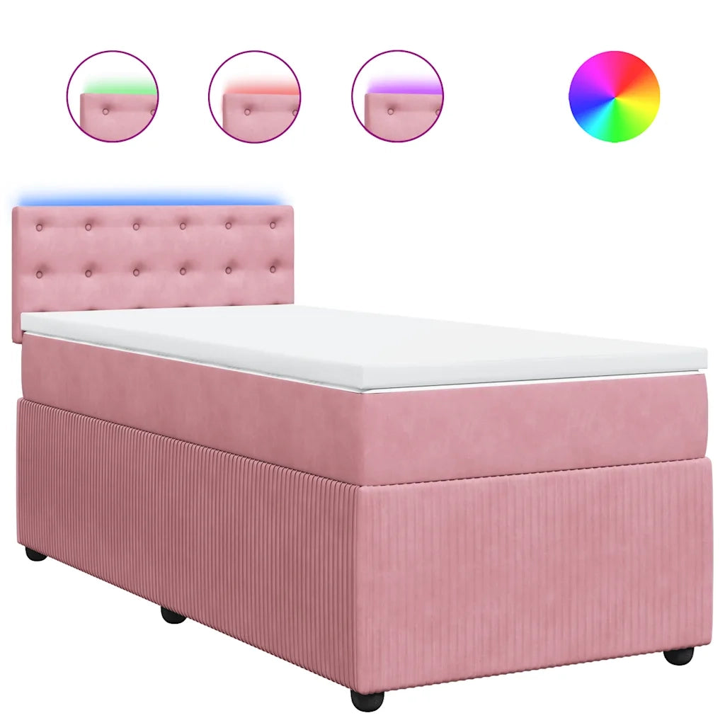 Giroletto a Molle con Materasso Rosa 90x190 cm in Velluto 3289919