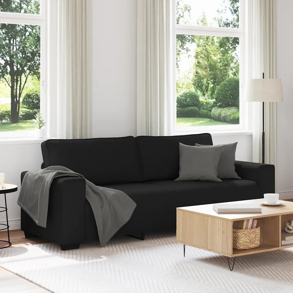 Divano a 3 Posti-Sofa 3 Posti Nero 180 cm in Tessuto 697018