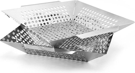 Set di accessori per griglia in acciaio inossidabile 25 cm - verdure carne pesce - accessori per griglia - griglia a gas - forno - 2 pezzi