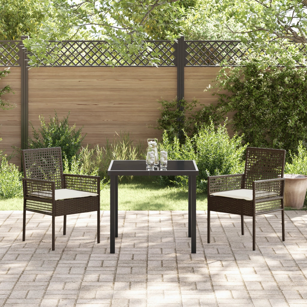 Sdraio da Giardino  2 pz con Cuscini Marrone Polirattan