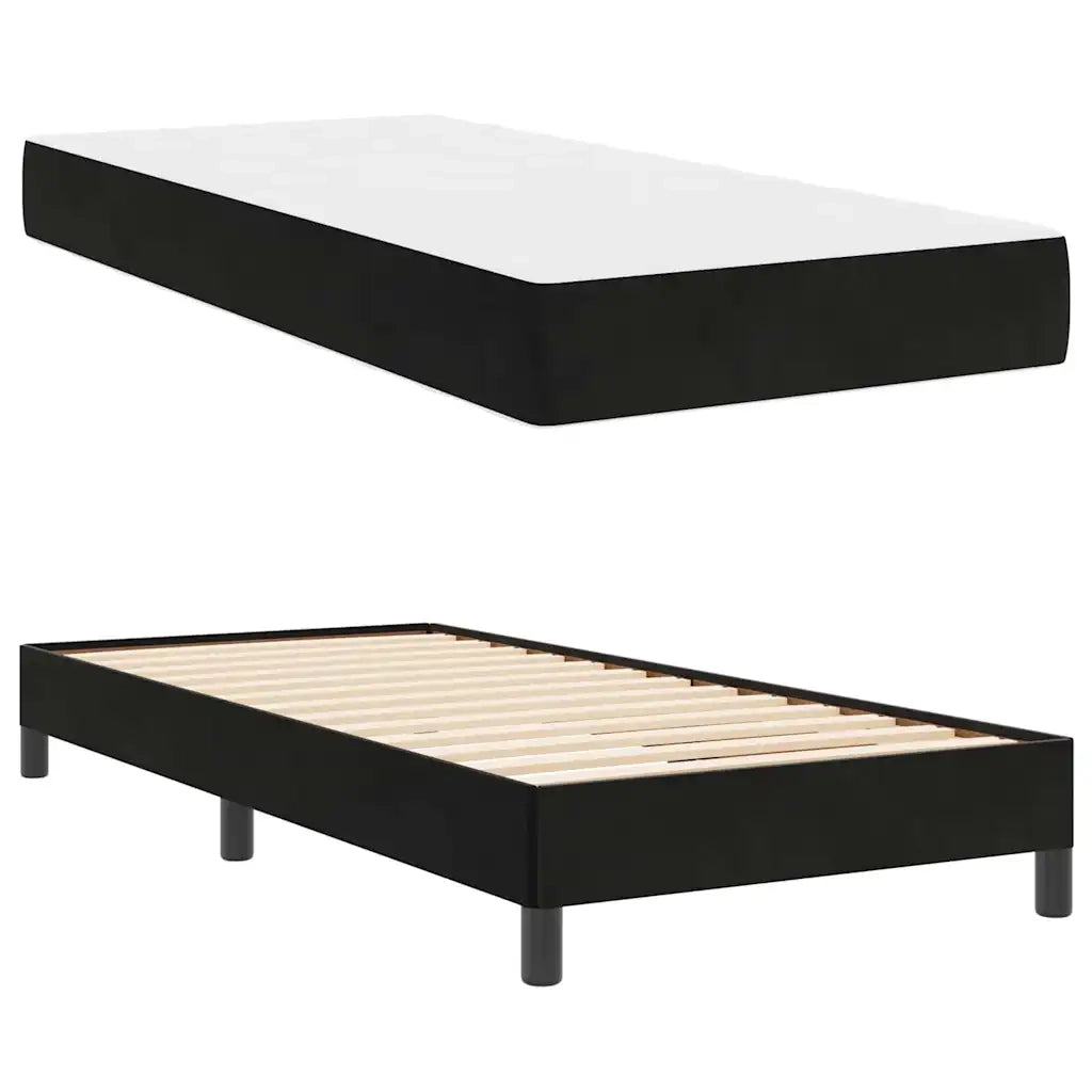 Letto a molle con materasso Nero 80 x 220 cm Tessuto