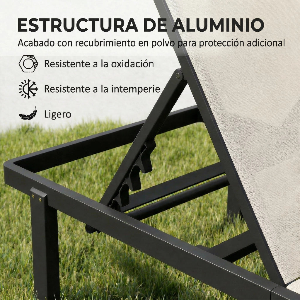Poltrona reclinabile a 2 pezzi con ruote ¨C zephmum ¨C Tessuto beige, struttura alluminio
