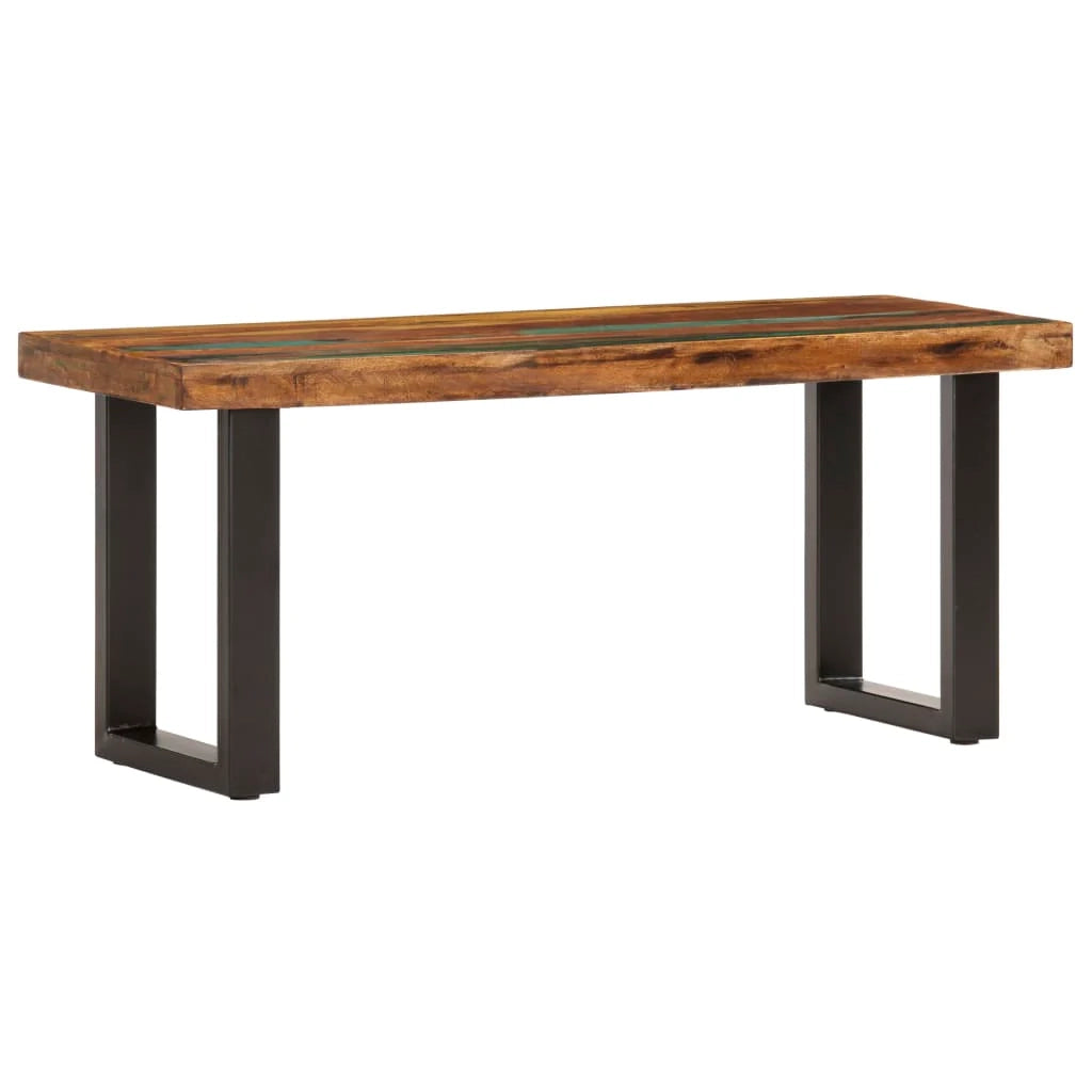 Panca 110 x 35 x 46 cm in legno massello di recupero e acciaio 02_0011005