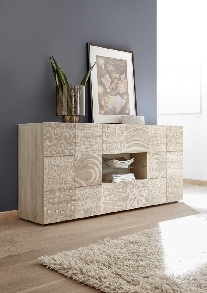 Mobile Buffet 2 Ante 2 Cassetti 180x42x84 cm in Legno TFT Blossom Rovere Samoa