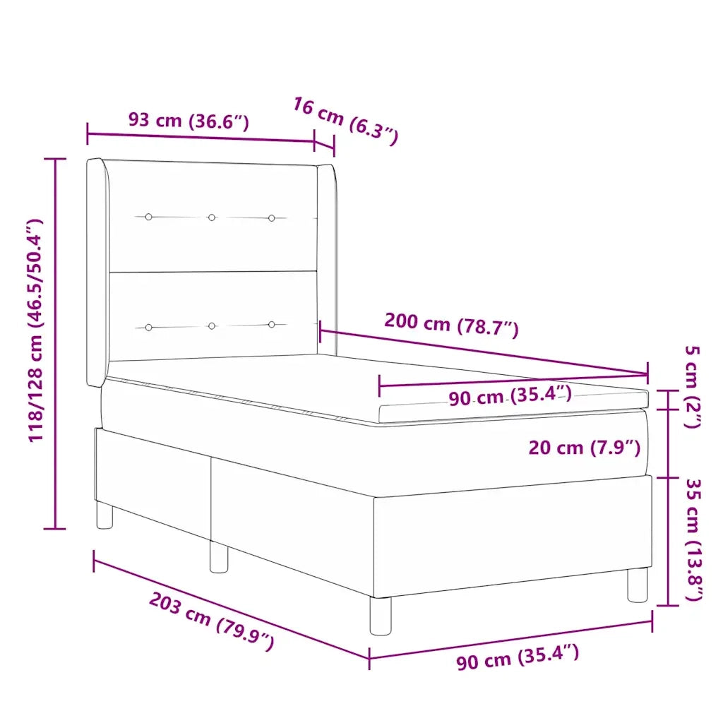 Letto a molle con materasso Talpa 90 x 200 cm Tessuto 3341816