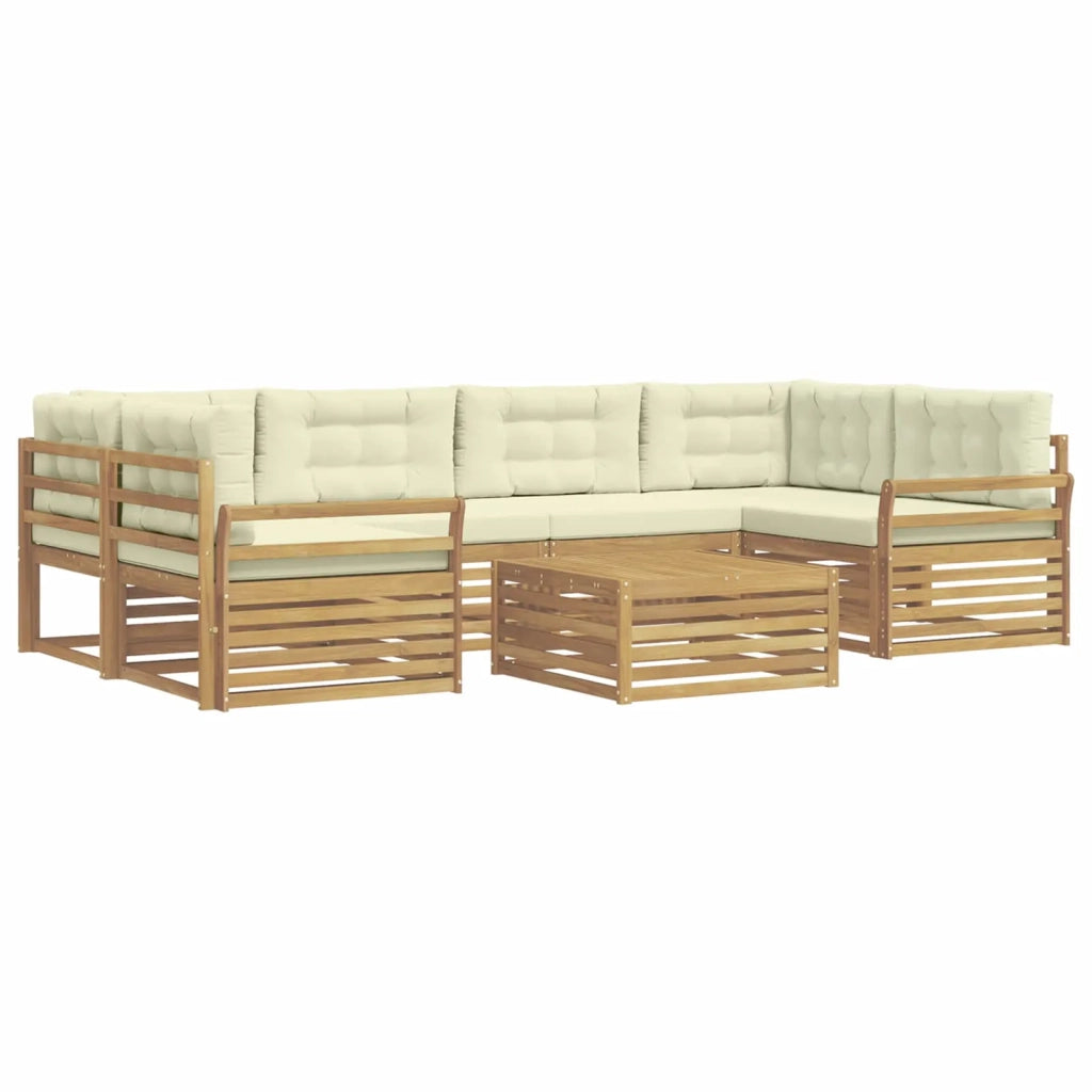 Set di divani da esterno 7 pz Bianco e Crema 3390125