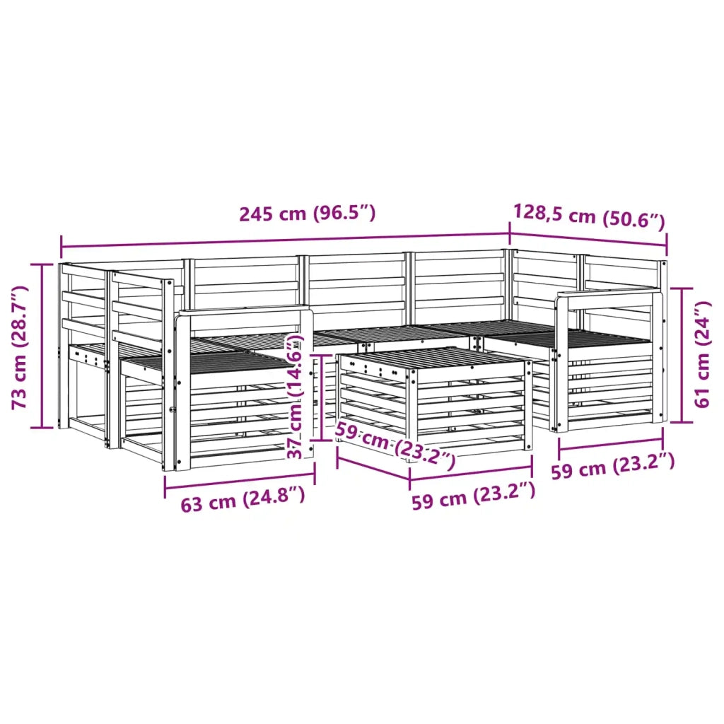 Set di divani da esterno 7 pcs Naturale