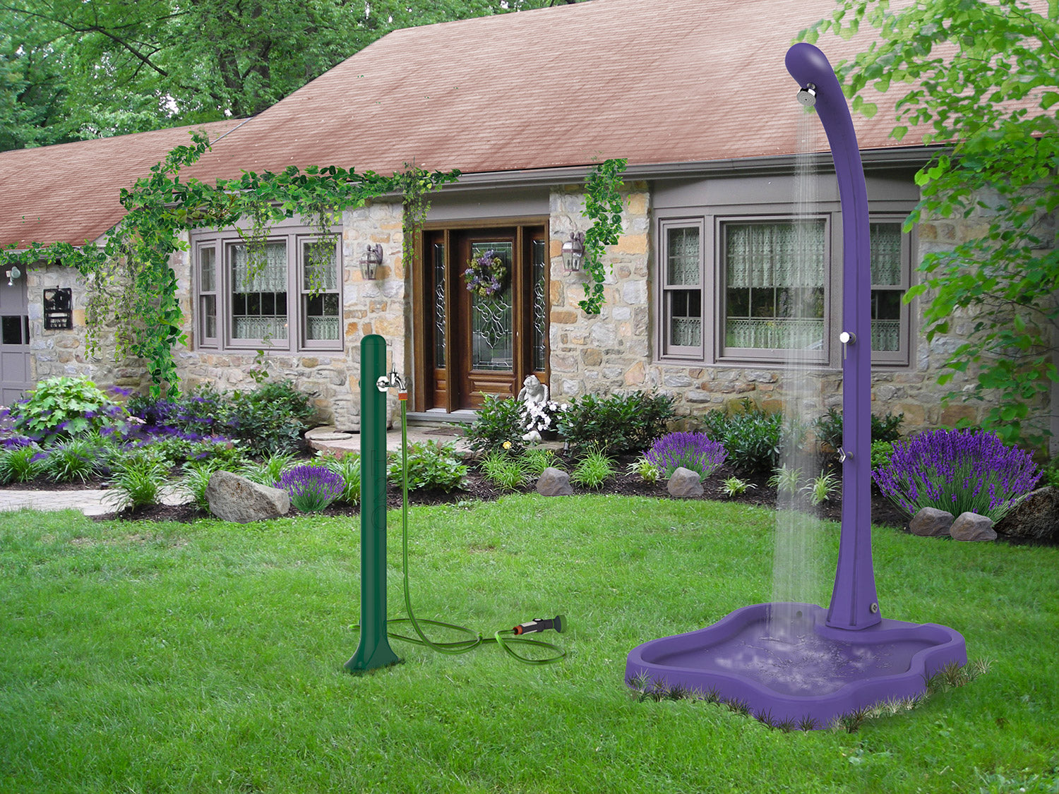 Piatto Doccia da Esterno Giardino in Polietilene HD Arkema Lake Dove Grey