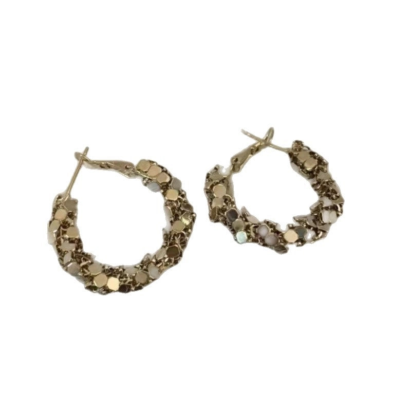 Orecchini a cerchio vintage in argento marrone