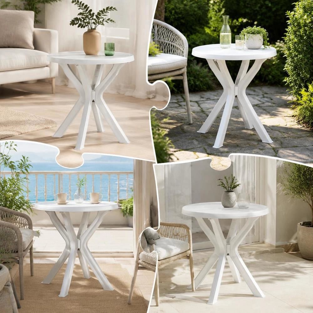 Bistro Table, White, 70 Cm, Plastic
