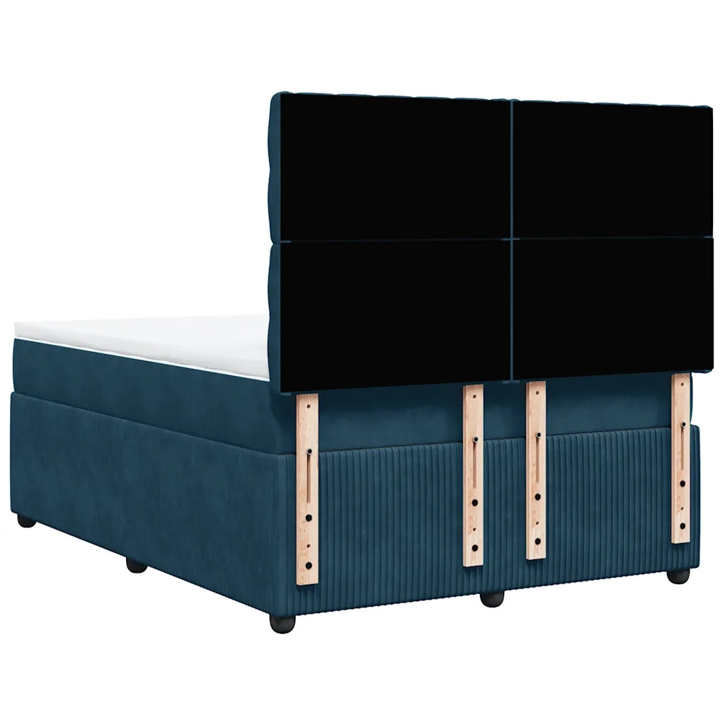 Giroletto a Molle con Materasso Blu Scuro 140x190 cm in Velluto 3292344