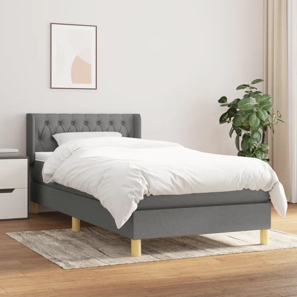 Giroletto a Molle con Materasso Grigio Scuro 90x190 cm Tessuto 3130474