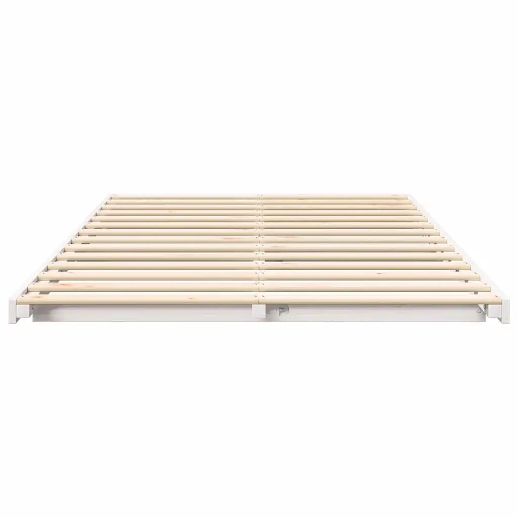 Struttura del letto Bianco 140 x 190 cm Pino massello 873077