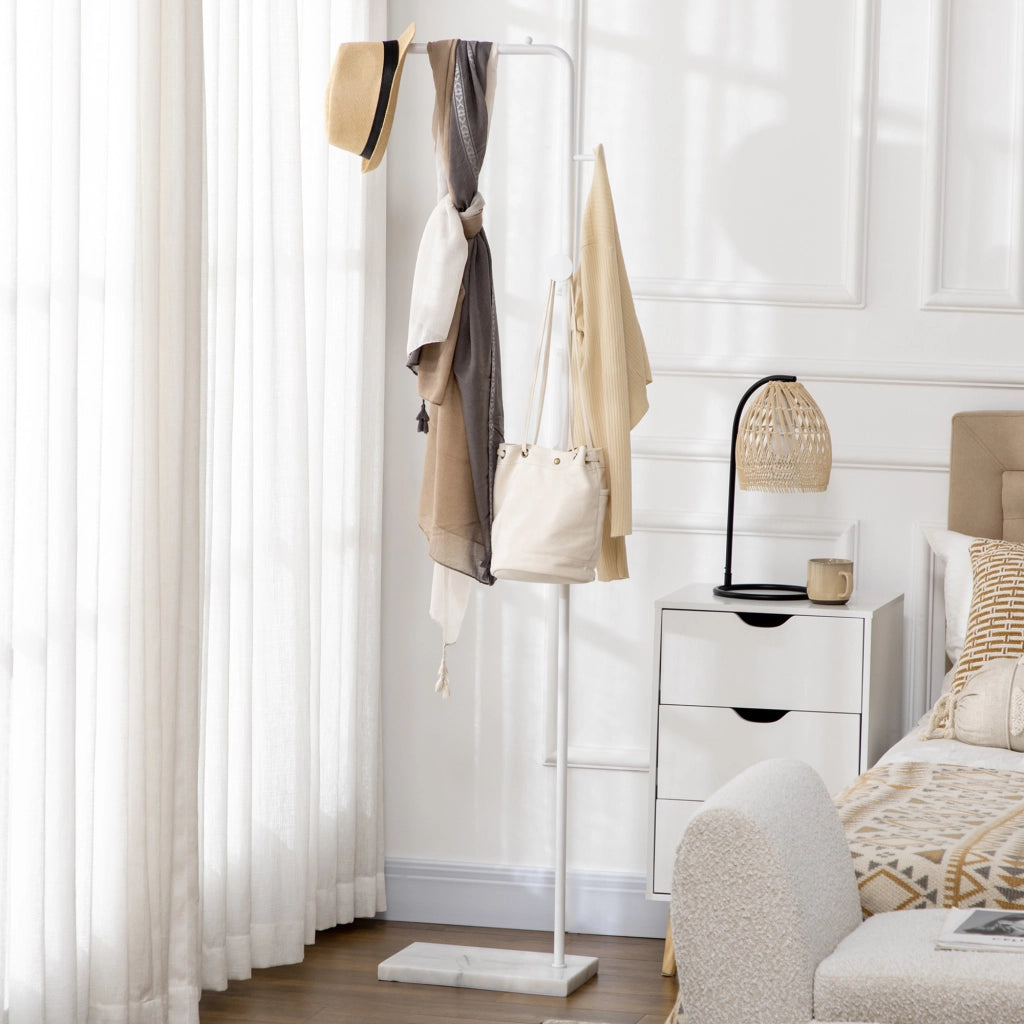 Appendiabiti a muro con base marmo e ganci metallo ¨C zephmum ¨C 35x25x170 cm bianco
