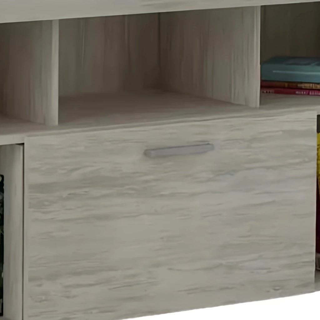Mobile Porta TV Vision 135x41x60cm Bianco Venato-Pannello Truciolare,1 Anta,5 Vani