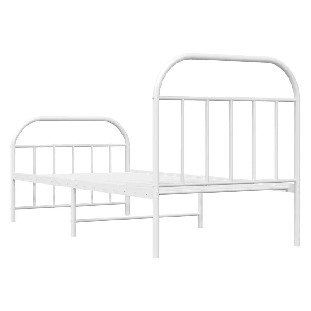 Giroletto con Testiera e Pediera-Struttura Letto Metallo Bianco 90x190 cm 490233