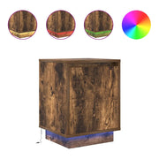 Comodino | Armadio da Notte | Mobiletto da notte con Luci LED Rovere Fumo 38x34x50 cm