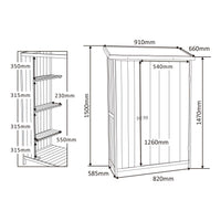 Armadio da giardino a un'anta in legno Capanno degli attrezzi per esterno 92 x 57 x 154 cm