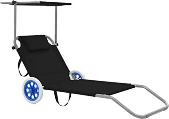 Sedia da Spiaggia Ripiegabile - Sedia da Spiaggia Opportuna per Adulti - Sedia da Spiaggia Regolabile - Sedia da Spiaggia con Ruote - Sedia da Spiaggia in Nero