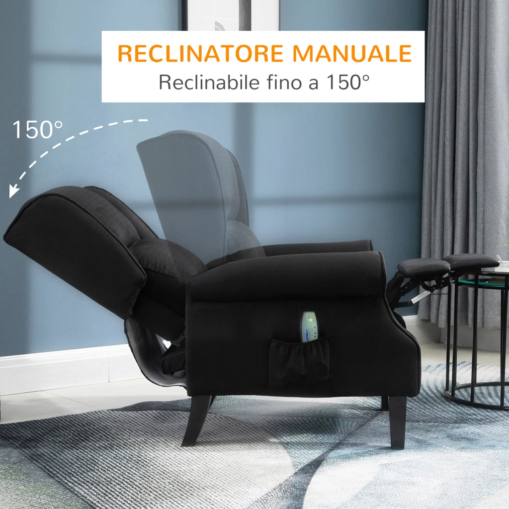 EasyComfort Poltrona Relax Massaggiante Reclinabile con Telecomando, 78x83x101cm, Nero