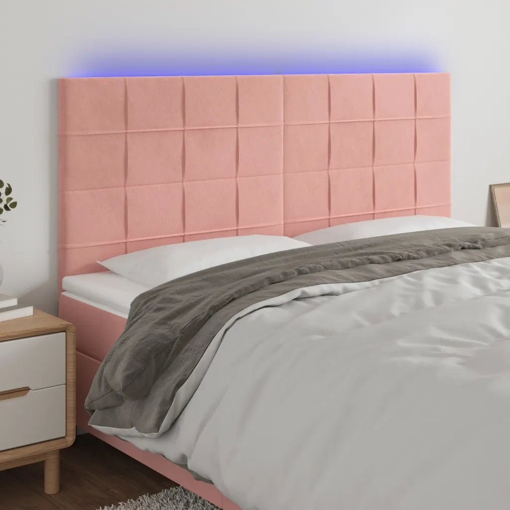 Testiera | Testata a LED rosa 200x5x118/128 cm in Velluto
