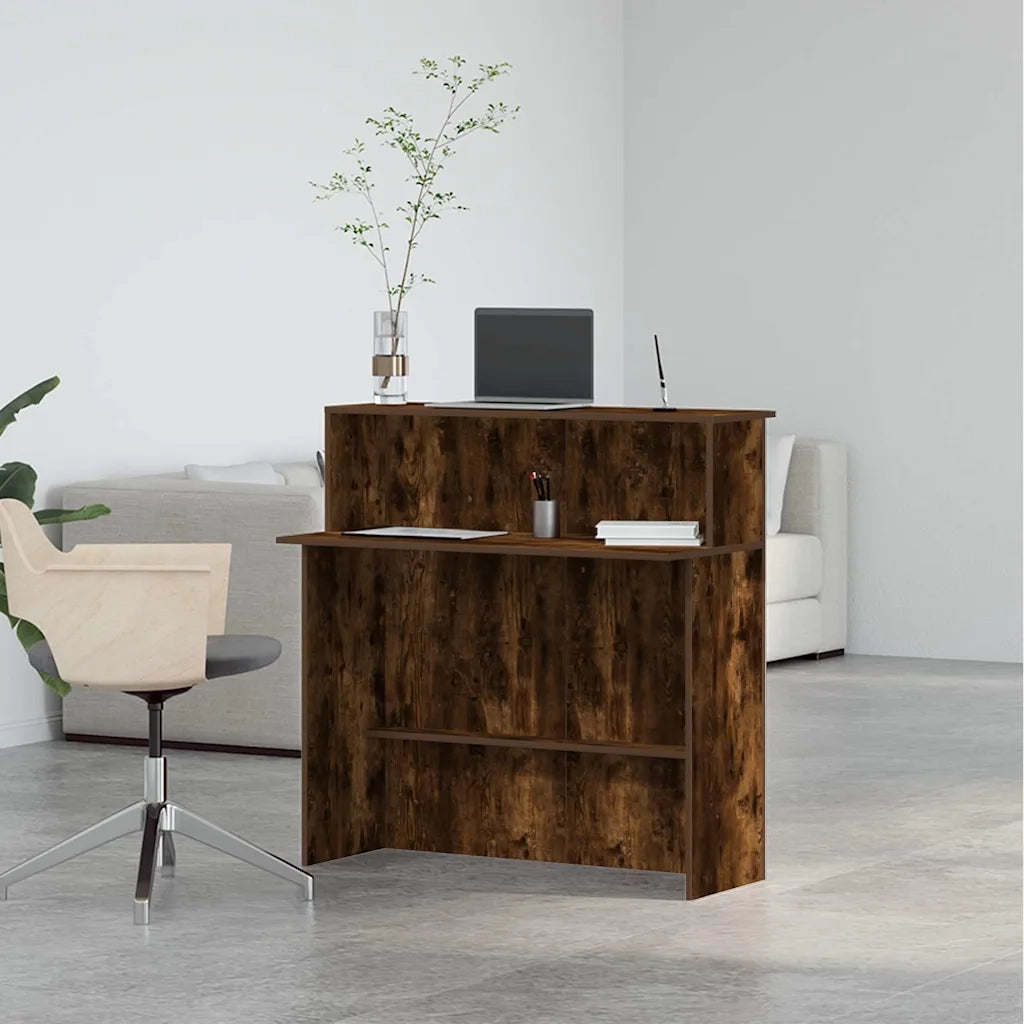 Banco Reception Rovere Fumo 100x40x104 cm in Legno Multistrato 859055