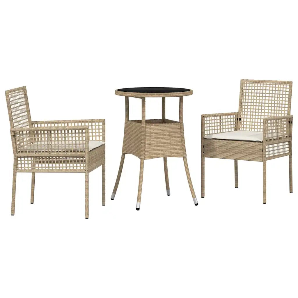 Set da Pranzo per Giardino 3 pcs Beige polyrattan 3334949