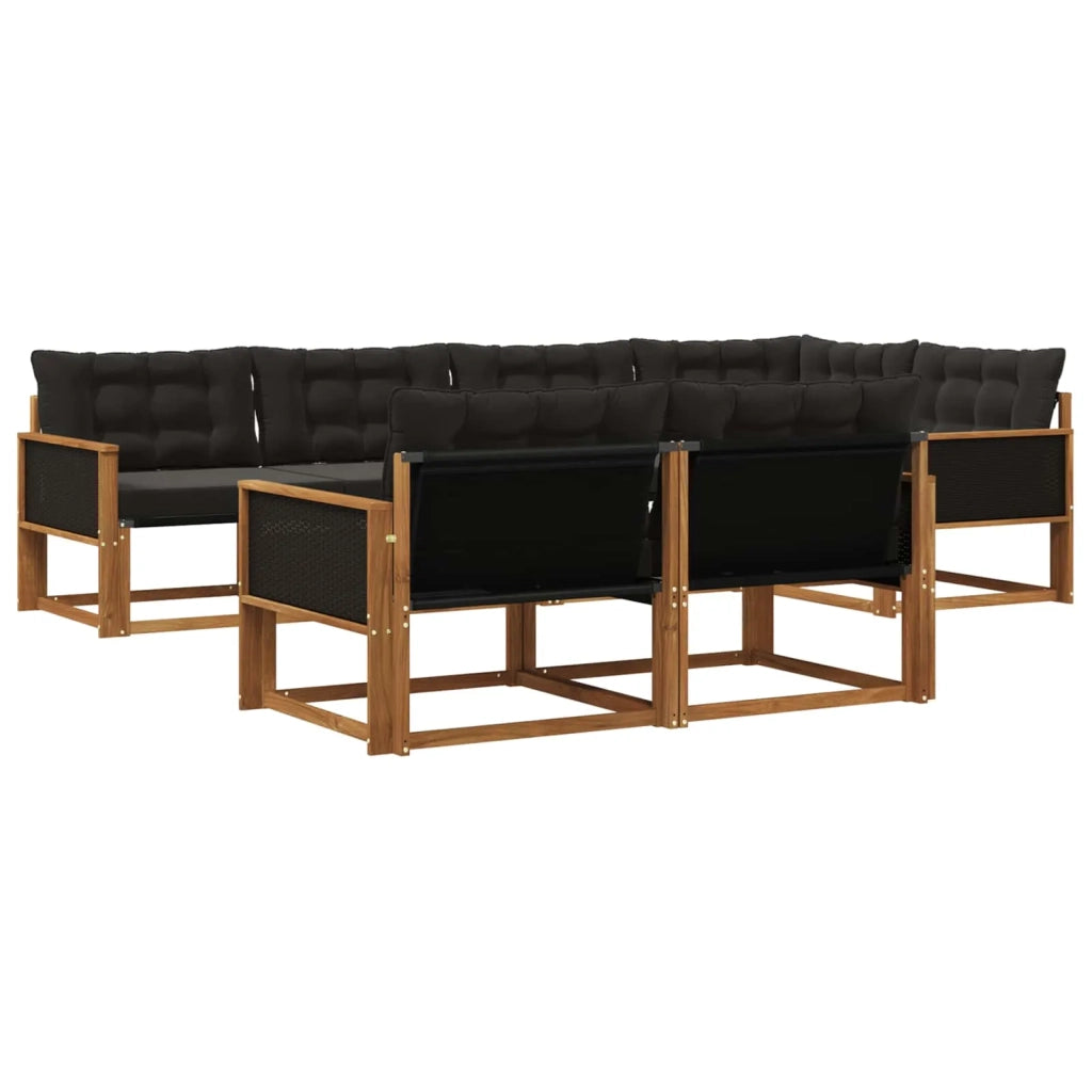 Set di divani da esterno 7 pz Naturale e Nero 3381480