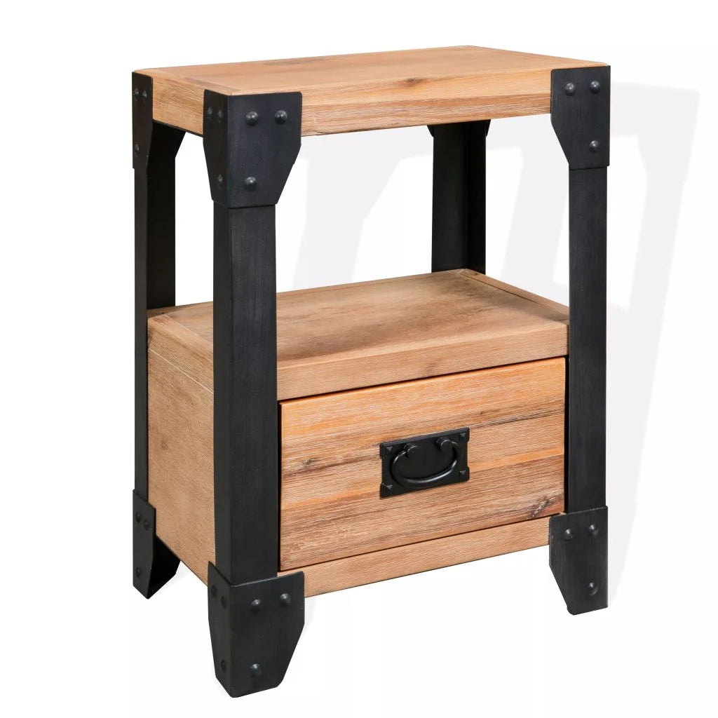 Comodino comodino cassettiera armadio mobili camera da letto legno di acacia acciaio 40 x 30 x 54 cm 1402125