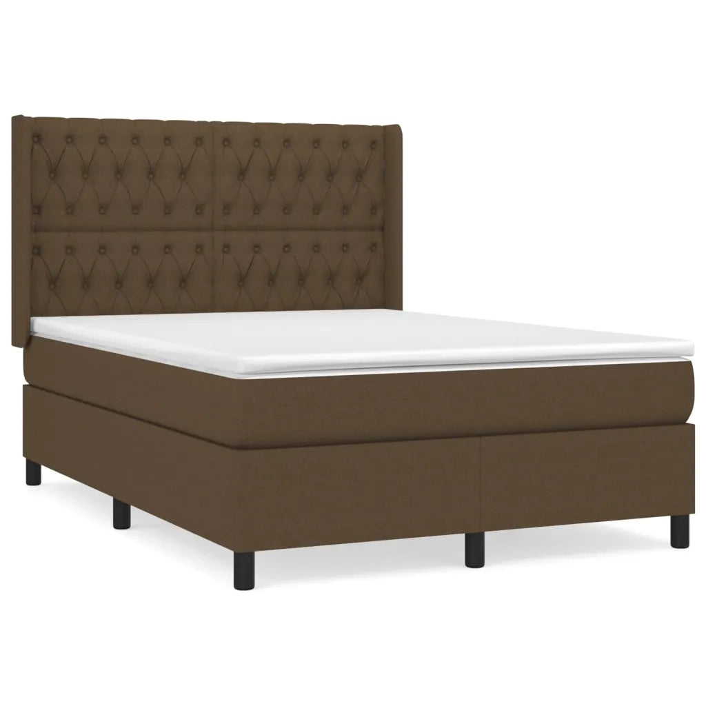 Giroletto a Molle con Materasso Marrone Scuro 140x190cm Tessuto 3131668