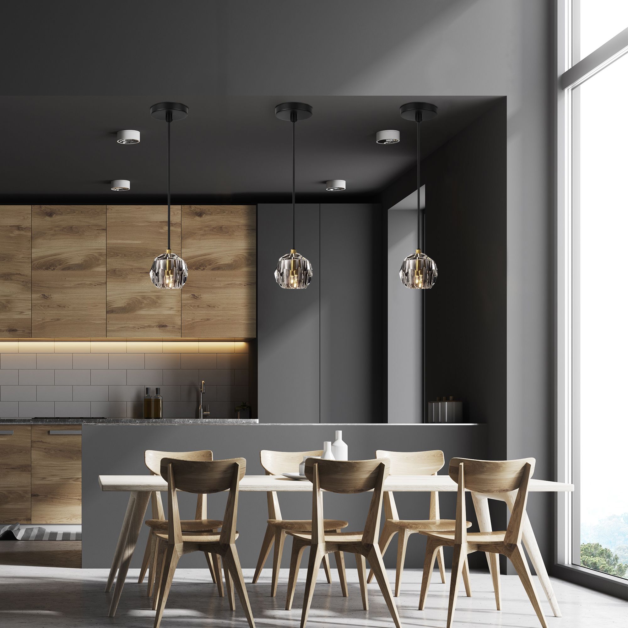 Lampada Da Soffitto Cristallo Black APP586-1CP